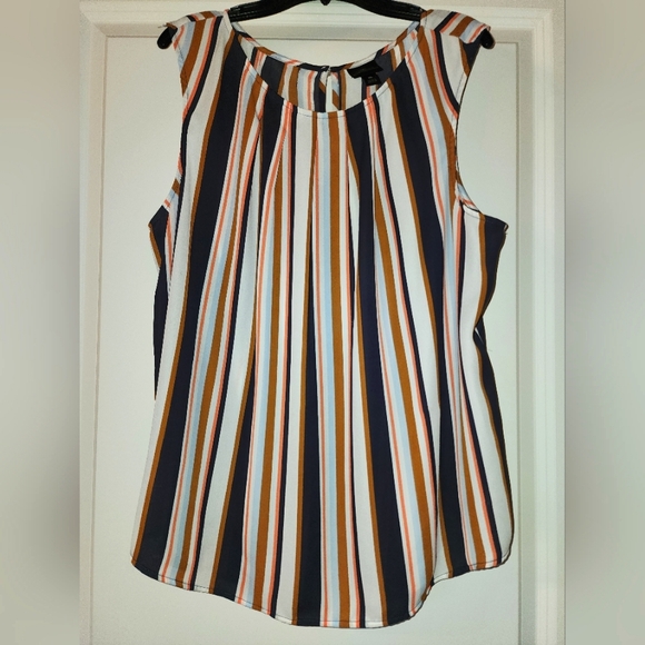 Worthington Multicolored Striped Dressy Tank Top XL - Picture 1 of 5
